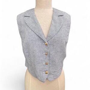NWT Rachel Zoe Nautical Striped Linen Blend Vest - Blue/White 
Size XL